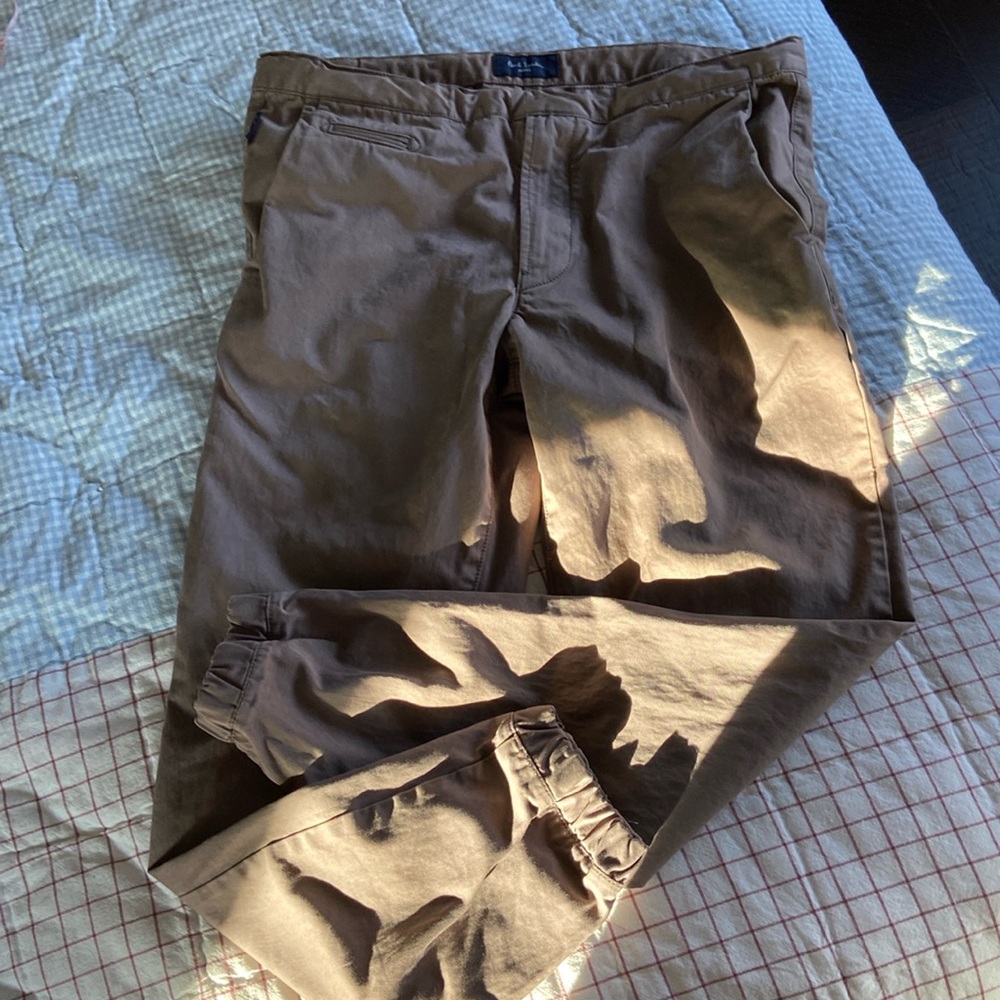 Paul Smith Size M Khaki Pants with elastic at hem.